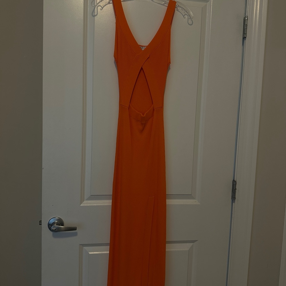 Zara Vibrant Orange Backless Dress